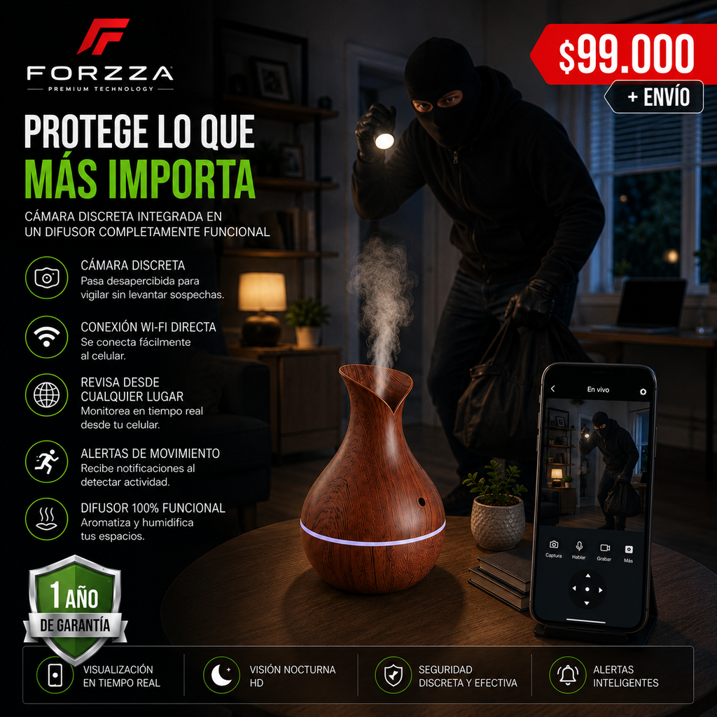 Cámara discreta | Humidificador | 1080P | 12 meses garantía