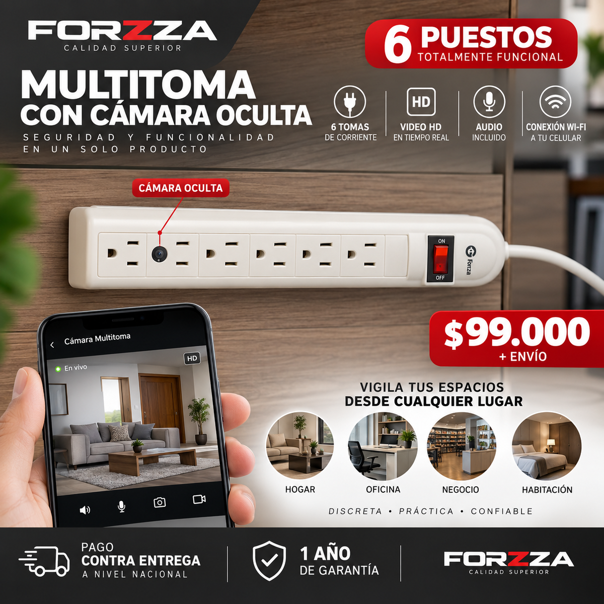 Cámara discreta | Multitoma | 1080p | 12 meses de garantía
